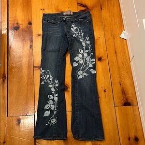 Candie's Dark Blue Flared Jeans with Floral Design